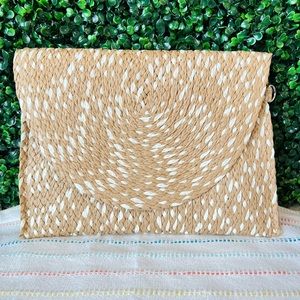 New Woven Straw Envelope Clutch Crossbody Bag | Detachable Straps | Transitional